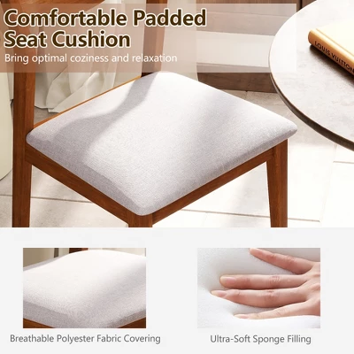 Tangkula Wooden Dining Chair Set Of 4 W/ Rubber Wood Frame Wide Padded Seat 8 Tangkula Wooden Dining Chair Set Of 4 W/ Rubber Wood Frame Wide Padded Seat - Image 6