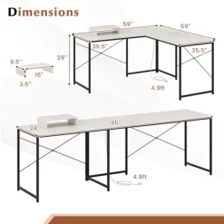 Tangkula L-Shaped Computer Desk With Power Outlets 95” Long 2-Person Desk With Monitor Shelf Modern Corner Desk Gaming Table With USB Ports White -Tangkula GUEST 10f0fb5b 2aac 4343 8c81 ebddc6bdaefd