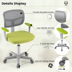 Tangkula Kids Desk Chair Adjustable Height Children Study Chair W/Auto Brake Casters Blue / Pink -Tangkula GUEST 110bae66 97b2 427d 8efc 208530c4c731