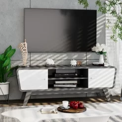 Tangkula Mid Century TV Stand For TVs Up To 55" Media Console Table Sliding Door 13 Tangkula Mid Century TV Stand For TVs Up To 55" Media Console Table Sliding Door -Tangkula GUEST 111acc57 040c 49e3 89f8 e58a9b698d7e