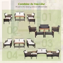 Tangkula 7PCS Patio Rattan Sofa Set Outdoor Wicker Conversation Set W/ Coffee Tables -Tangkula GUEST 11922cfb fc1e 411d a4f0 15c5fbaa3fff