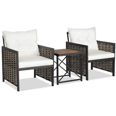 Tangkula Outdoor 3 Pieces Patio Rattan Chair & Coffee Table Set Furniture Set Backyard Poolside 3 Tangkula Outdoor 3 Pieces Patio Rattan Chair & Coffee Table Set Furniture Set Backyard Poolside