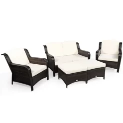 Tangkula 5 PCS Patio Rattan Sectional Sofa Set Outdoor Furniture Conversation Set Cushioned Loveseat Sofa Ottoman 21 Tangkula 5 PCS Patio Rattan Sectional Sofa Set Outdoor Furniture Conversation Set Cushioned Loveseat Sofa Ottoman -Tangkula GUEST 11e3608e 581c 4d5c 975c 4f75f5a69bc7