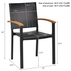 Tangkula Patio Rattan Dining Armchair 2 Set Of Wicker Chair W/Steel Frame Acacia Armrests Indoor & Outdoor -Tangkula GUEST 1235f8ea 88f6 4937 ab99 2e2767e09a0f