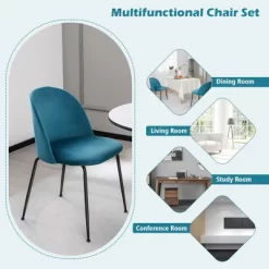 Tangkula Dining Chair Set Of 2 Upholstered Velvet Chair Set W/ Metal Base For Living Room -Tangkula GUEST 124f79b5 04d0 477d ae7e 4b5f1ecda709