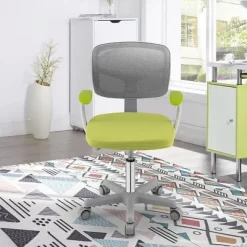 Tangkula Kids Desk Chair Adjustable Height Children Study Chair W/Auto Brake Casters Blue / Pink