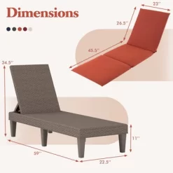 Tangkula 2PCS Patio Lounge Chair Recliner Chair W/ 3-Position Adjustable Backrest & Cushion Brown & Orange -Tangkula GUEST 12a1e008 cf43 47ba 8021 7a5d155b88b0