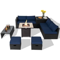 Tangkula 9 Pieces Outdoor PE Rattan Wicker Sectional Sofa With 42" Gas Fire Pit Table Space-Saving Patio Conversation Set With Storage Box Black/Grey/Navy/Red/Turquoise/Off White 28 Tangkula 9 Pieces Outdoor PE Rattan Wicker Sectional Sofa With 42" Gas Fire Pit Table Space-Saving Patio Conversation Set With Storage Box Black/Grey/Navy/Red/Turquoise/Off White -Tangkula GUEST 12a3db60 b72c 42c2 9f90 f51ba205b362