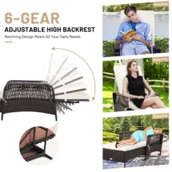 Tangkula 2 PCS Patio Chaise Lounge Chair Six-Position Adjustable Outdoor Recliner With Cushion & Pillow -Tangkula GUEST 12a6d3c3 3bde 4bb7 bad2 aafe73883a88