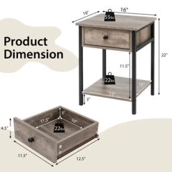 Tangkula Industrial End Side Table Nightstand With Drawer Shelf Rustic Grey Oak 17 Tangkula Industrial End Side Table Nightstand With Drawer Shelf Rustic Grey Oak -Tangkula GUEST 12b1da88 b9f9 40bd b8b8 5fdcf629e53d