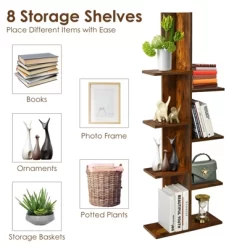 Tangkula Modern Multi-Layer Bookshelf Floor Standing Bookcase W/Anti-fall Device Storage Rack For Home Office Rustic -Tangkula GUEST 131ae75d f3f6 439e b60f 40cbeaf892ee