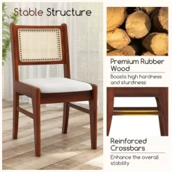 Tangkula 4PCS Rattan Dining Chairs Upholstered Kitchen Chairs W/ Rubber Wood Frame -Tangkula GUEST 13280efe 5b00 4ddb ab38 20fde9da1207
