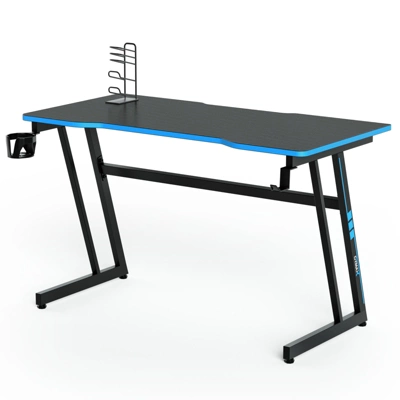 Tangkula Z-Shaped Ergonomic Gaming Desk With Headphone Hook Computer&Office Desk Blue/Red 11 Tangkula Z-Shaped Ergonomic Gaming Desk With Headphone Hook Computer&Office Desk Blue/Red - Image 9