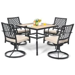 Tangkula 2/4 PCS Patio Swivel Dining Chairs Kitchen Garden Metal Armchairs W/Cushions -Tangkula GUEST 1335d89f de46 4751 aebf d80d7e42e42f