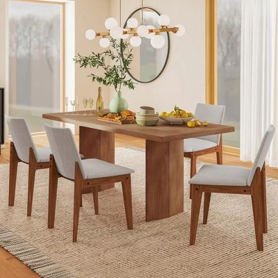 Tangkula Wooden Dining Chairs Of 4 W/ Added Cushions High Curved Back For Dining Room 4 Tangkula Wooden Dining Chairs Of 4 W/ Added Cushions High Curved Back For Dining Room - Image 2