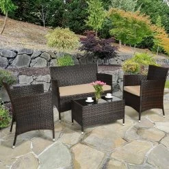 Tangkula 4-Piece Patio Rattan Wicker Conversation Furniture Set Sofa Chair Table Set 18 Tangkula 4-Piece Patio Rattan Wicker Conversation Furniture Set Sofa Chair Table Set -Tangkula GUEST 136842ad bcc2 4714 b312 5799fa6d9530