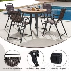 Tangkula 4 Pcs Patio Folding Chairs Portable Outdoor Dining Chairs W/ PP Seat & Back -Tangkula GUEST 1376f2a9 0fa0 4c8d a972 526887baadd3