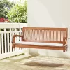 Tangkula 2-Seat Patio Hanging Wooden Porch Swing Bench W/ Cushion