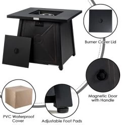 Tangkula 9PCS Outdoor Patio Furniture Set With 30" Propane Fire Pit Table PE Wicker Space-Saving Sectional Sofa Set W/ Storage Box & Cushions -Tangkula GUEST 148f8c7e 2fe6 4b50 aebd dd54b8077e03