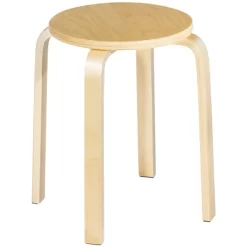Tangkula 4-set Stacking Stool Birch Natural Wood 18" Round Dining Chair Backless -Tangkula GUEST 14d1a53f f91a 40c6 84d8 a4269e491b24