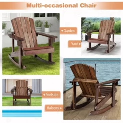 Tangkula 4PCS Kid Adirondack Rocking Chair Outdoor Solid Wood Slatted Seat Backrest -Tangkula GUEST 14d8083e 5db0 46ae a8f2 3b1542a4041b