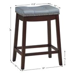 Tangkula 4 PCS Saddle Bar Stools Backless Nailhead Counter Stool With Grey Cushions White/Coffee -Tangkula GUEST 14f47c82 feeb 4fe4 b29a a387976fc86c