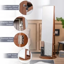 Tangkula Rotating Mirrored Jewelry Cabinet With Mirror Storage Shelves -Tangkula GUEST 15048a2d 5de1 4ea8 8592 5a28105a90b9