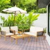 Tangkula 4-Piece Patio Acacia Wood Furniture Set Outdoor PE Rattan Conversation Set With Removable Cushions -Tangkula GUEST 151ed491 71a6 4159 a339 16d933ad3a0d
