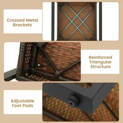 Tangkula 3PCS Patio Wicker Furniture Set PE Wicker Furniture Conversation Set W/ Acacia Wood Table -Tangkula GUEST 1522f788 8230 4173 8d61 4e6871e4e2f4