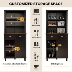 Tangkula Freestanding Buffet Hutch Kitchen Pantry Storage Cabinet W/ Sliding Doors -Tangkula GUEST 1526b43f f3f8 41e3 9bef ce3337a2f43f