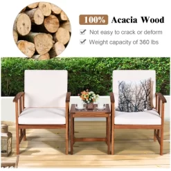 Tangkula 3-Piece Outdoor Acacia Wood Sectional Conversation Sofa Set With Cushions -Tangkula GUEST 155fef66 1c63 481d a64d 3e4cb962c7fd