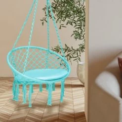 Tangkula Hanging Hammock Chair Macrame Swing Chair With Soft Cushion For Bedroom, Patio, Backyard, Balcony -Tangkula GUEST 156d67e9 c932 4368 8306 137f290dde62