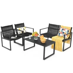 Tangkula 4 PCS Patio Furniture Sofa Set Loveseat Coffee Table For Backyard Balcony & Poolside -Tangkula GUEST 15817e1b d491 4111 90fb 1766b85d04d6