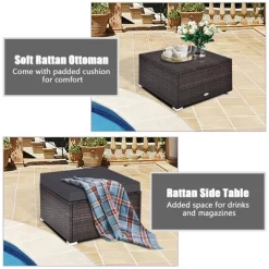 Tangkula 4PCS Rattan Patio Conversation Furniture Set Yard Outdoor W/ Grey Cushion -Tangkula GUEST 15c1530e 09cd 42e9 9bfa 199a5235d013