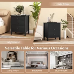 Tangkula 3-Drawer Modern Nightstand Bedside Table Wooden End Table White/Black 19 Tangkula 3-Drawer Modern Nightstand Bedside Table Wooden End Table White/Black -Tangkula GUEST 15d70a81 5e49 4e15 a225 68c99b396366 1