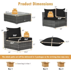 Tangkula 7PCS Patio Rattan Sectional Sofa Set Outdoor Furniture Set W/ Cushions -Tangkula GUEST 1615a525 9138 4e58 99d6 7dce23d2fa13