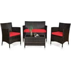 Tangkula 4-Piece Patio Rattan Wicker Conversation Furniture Set Sofa Chair Table Set 27 Tangkula 4-Piece Patio Rattan Wicker Conversation Furniture Set Sofa Chair Table Set -Tangkula GUEST 161f3cc7 a072 41b5 8831 c11bdb46f465