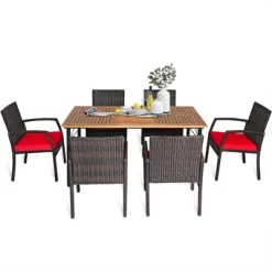 Tangkula 7- Piece Patio Dining Furniture Set Acacia Wood And Wicker Dining Table Armchairs Navy/Red/White/Turquoise 19 Tangkula 7- Piece Patio Dining Furniture Set Acacia Wood And Wicker Dining Table Armchairs Navy/Red/White/Turquoise -Tangkula GUEST 162432c6 63f6 43bc b841 cf1e5a16e404