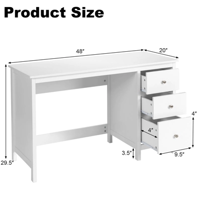 Tangkula Computer Desk Writing Table W/3 Drawers Workstation For Home Office White/Black 5 Tangkula Computer Desk Writing Table W/3 Drawers Workstation For Home Office White/Black - Image 3