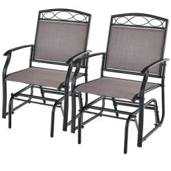 Tangkula Patio Swing Glider Chairs Set Of 2 Outdoor Metal Glider Armchairs Garden Poolside -Tangkula GUEST 16e17f44 4027 4f56 9887 636bc5973bcc