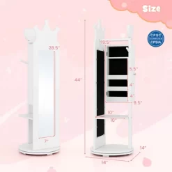 Tangkula Kids Jewelry Cabinet Standing Children Jewelry Organizer W/ Full-Length Mirror -Tangkula GUEST 172a44dc 661a 4beb 9398 f24df686cc54