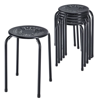 Tangkula Set Of 6 Stackable Stools Metal Chair Dining Set W/ Round Top 12 Tangkula Set Of 6 Stackable Stools Metal Chair Dining Set W/ Round Top - Image 10