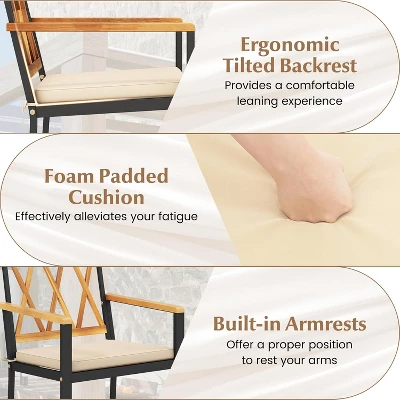 Tangkula Patio Dining Chairs Set Of 2 Metal Outdoor Chairs W/ Removable Padded Cushions 9 Tangkula Patio Dining Chairs Set Of 2 Metal Outdoor Chairs W/ Removable Padded Cushions - Image 7