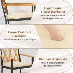 Tangkula Patio Dining Chairs Set Of 4 Metal Outdoor Chairs W/ Removable Padded Cushions -Tangkula GUEST 1746af26 733d 4a2f 8691 caf57589a3c1