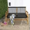 Tangkula 2-Person Outdoor Acacia Wood Bench Patio Loveseat Rope Bench Turquoise/Black 2 Tangkula 2-Person Outdoor Acacia Wood Bench Patio Loveseat Rope Bench Turquoise/Black -Tangkula GUEST 17628215 4e05 4afb 99de 4b2e846a653d