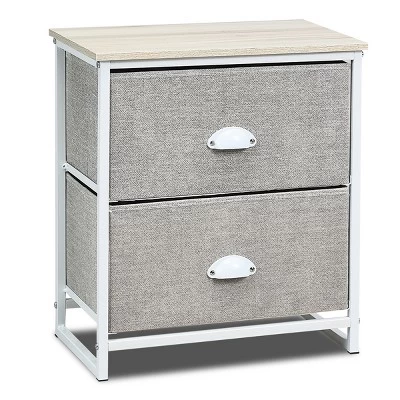 Tangkula 2-Drawer Nightstands Organizer End Table Storage Unit Bedroom White/Black 7 Tangkula 2-Drawer Nightstands Organizer End Table Storage Unit Bedroom White/Black - Image 5