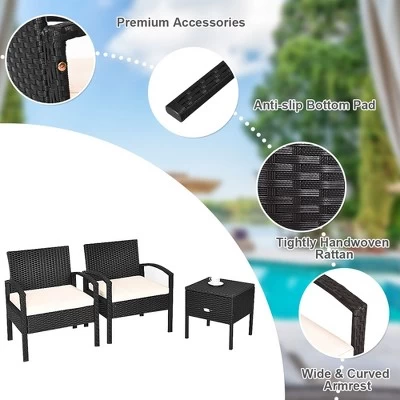 Tangkula 3PCS Rattan Patio Conversation Set Outdoor Furniture Set W/ Storage Table 6 Tangkula 3PCS Rattan Patio Conversation Set Outdoor Furniture Set W/ Storage Table - Image 4