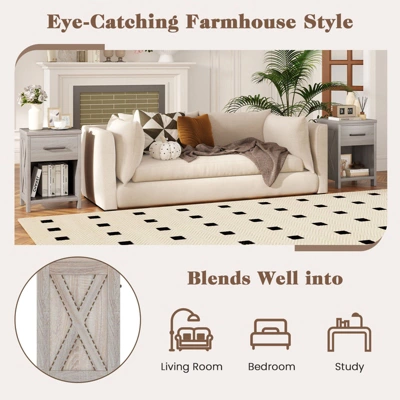 Tangkula Nightstand Sofa Side Table Rustic End Table W/ Drawer & Shelf For Living Room 7 Tangkula Nightstand Sofa Side Table Rustic End Table W/ Drawer & Shelf For Living Room - Image 5