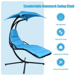 Tangkula Patio Hammock Chair Floating Hanging Chaise Lounge Chair W/ Canopy -Tangkula GUEST 17d2b6ff 7430 49a6 bacd 74f8701bd2eb