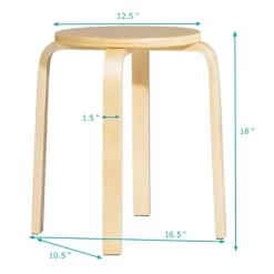 Tangkula 4-set Stacking Stool Birch Natural Wood 18" Round Dining Chair Backless -Tangkula GUEST 190339e6 e223 4846 a70c c4ccab42ae38